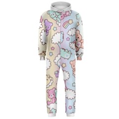 Pusheen Carebears Bears Cat Colorful Cute Pastel Pattern Hooded Jumpsuit (men)