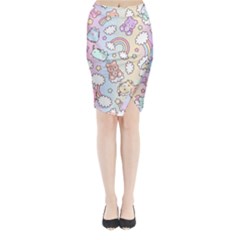 Pusheen Carebears Bears Cat Colorful Cute Pastel Pattern Midi Wrap Pencil Skirt by Sapixe