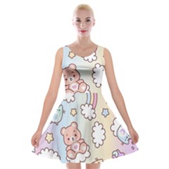 Pusheen Carebears Bears Cat Colorful Cute Pastel Pattern Velvet Skater Dress