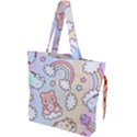 Pusheen Carebears Bears Cat Colorful Cute Pastel Pattern Drawstring Tote Bag View1