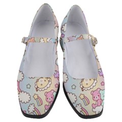 Pusheen Carebears Bears Cat Colorful Cute Pastel Pattern Women s Mary Jane Shoes