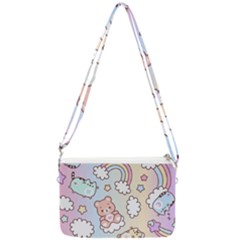 Pusheen Carebears Bears Cat Colorful Cute Pastel Pattern Double Gusset Crossbody Bag by Sapixe