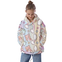 Pusheen Carebears Bears Cat Colorful Cute Pastel Pattern Kids  Oversized Hoodie