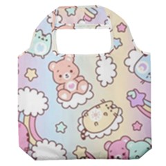 Pusheen Carebears Bears Cat Colorful Cute Pastel Pattern Premium Foldable Grocery Recycle Bag by Sapixe