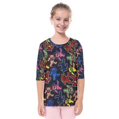 Bears Colors Dead Head Deadhead Grateful Dead Kids  Quarter Sleeve Raglan Tee by Sapixe