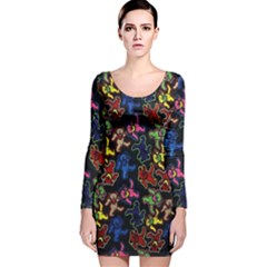 Bears Colors Dead Head Deadhead Grateful Dead Long Sleeve Velvet Bodycon Dress