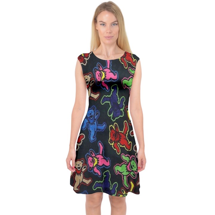 Bears Colors Dead Head Deadhead Grateful Dead Capsleeve Midi Dress