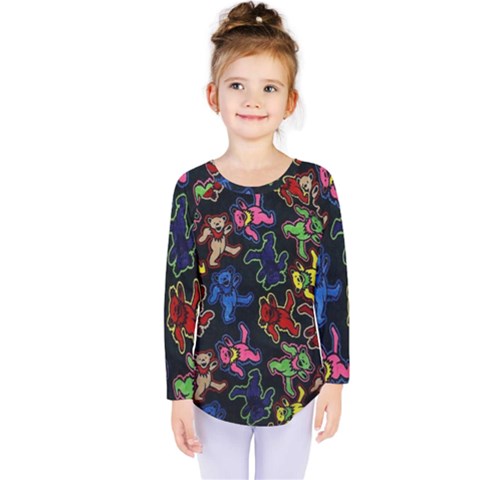 Bears Colors Dead Head Deadhead Grateful Dead Kids  Long Sleeve Tee by Sapixe