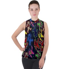 Bears Colors Dead Head Deadhead Grateful Dead Mock Neck Chiffon Sleeveless Top by Sapixe