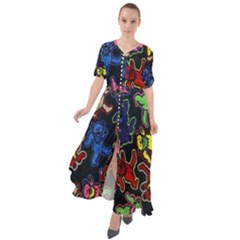 Bears Colors Dead Head Deadhead Grateful Dead Waist Tie Boho Maxi Dress by Sapixe