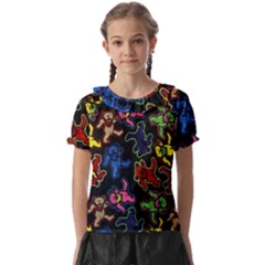 Bears Colors Dead Head Deadhead Grateful Dead Kids  Frill Chiffon Blouse by Sapixe