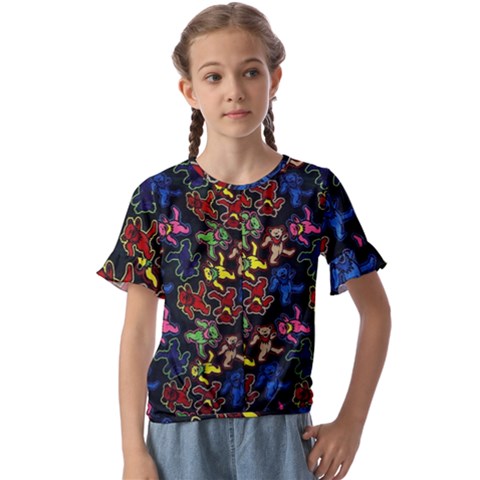 Bears Colors Dead Head Deadhead Grateful Dead Kids  Cuff Sleeve Scrunch Bottom Tee by Sapixe