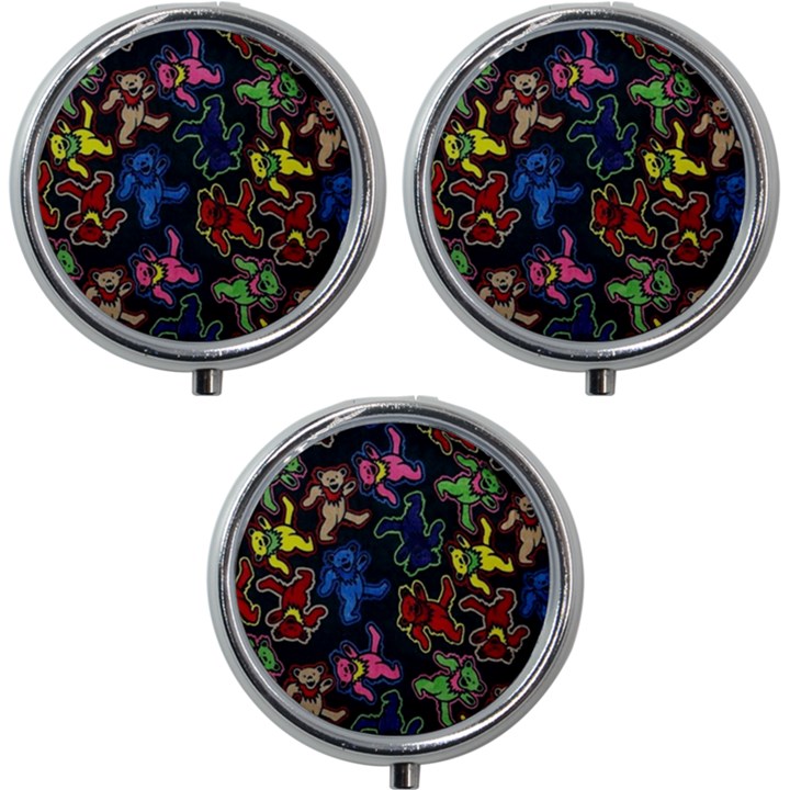 Bears Colors Dead Head Deadhead Grateful Dead Mini Round Pill Box (Pack of 3)