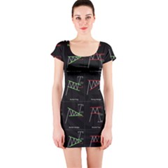 Chart Pattern Short Sleeve Bodycon Dress by Sapixe