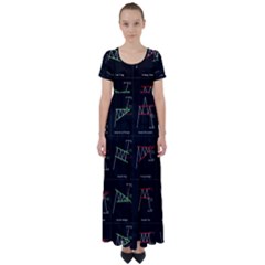 Chart Pattern High Waist Short Sleeve Maxi Dress by Sapixe