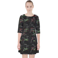 Chart Pattern Quarter Sleeve Pocket Dress by Sapixe