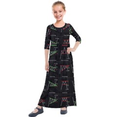 Chart Pattern Kids  Quarter Sleeve Maxi Dress by Sapixe