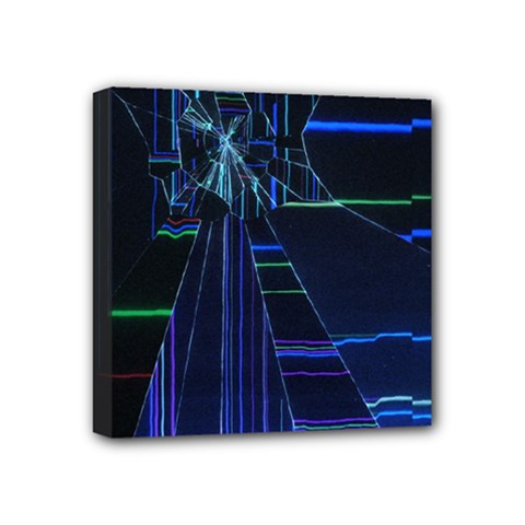 Screen Glitch Broken  Crack  Fracture  Glass Pattern Mini Canvas 4  X 4  (stretched) by Sapixe