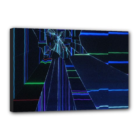 Screen Glitch Broken  Crack  Fracture  Glass Pattern Canvas 18  X 12  (stretched) by Sapixe