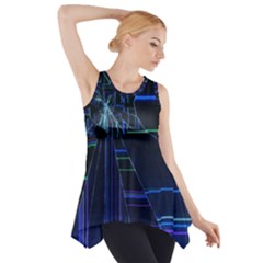 Screen Glitch Broken  Crack  Fracture  Glass Pattern Side Drop Tank Tunic by Sapixe