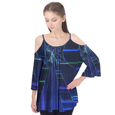 Screen Glitch Broken  Crack  Fracture  Glass Pattern Flutter Tees by Sapixe