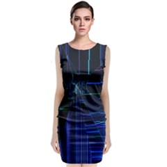 Screen Glitch Broken  Crack  Fracture  Glass Pattern Sleeveless Velvet Midi Dress