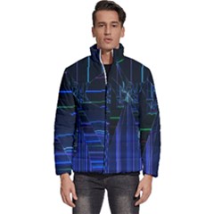 Screen Glitch Broken  Crack  Fracture  Glass Pattern Men s Puffer Bubble Jacket Coat by Sapixe