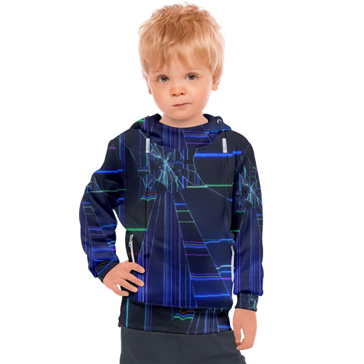 Screen Glitch Broken  Crack  Fracture  Glass Pattern Kids  Hooded Pullover