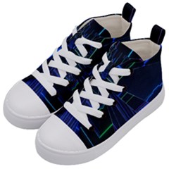 Screen Glitch Broken  Crack  Fracture  Glass Pattern Kids  Mid-top Canvas Sneakers by Sapixe