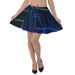 Screen Glitch Broken  Crack  Fracture  Glass Pattern Velvet Skater Skirt