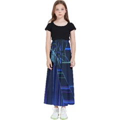 Screen Glitch Broken  Crack  Fracture  Glass Pattern Kids  Flared Maxi Skirt by Sapixe