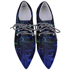 Screen Glitch Broken  Crack  Fracture  Glass Pattern Pointed Oxford Shoes by Sapixe