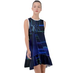 Screen Glitch Broken  Crack  Fracture  Glass Pattern Frill Swing Dress by Sapixe