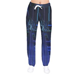 Screen Glitch Broken  Crack  Fracture  Glass Pattern Women Velvet Drawstring Pants