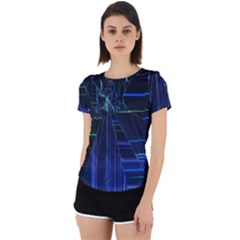 Screen Glitch Broken  Crack  Fracture  Glass Pattern Back Cut Out Sport Tee by Sapixe