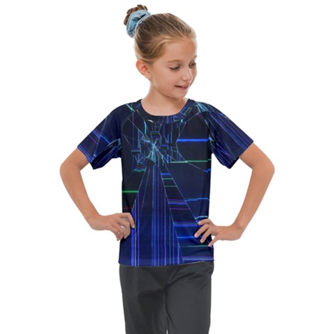 Screen Glitch Broken  Crack  Fracture  Glass Pattern Kids  Mesh Piece Tee by Sapixe