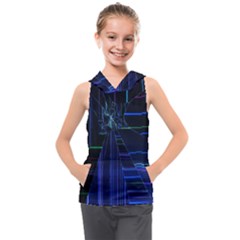 Screen Glitch Broken  Crack  Fracture  Glass Pattern Kids  Sleeveless Hoodie by Sapixe