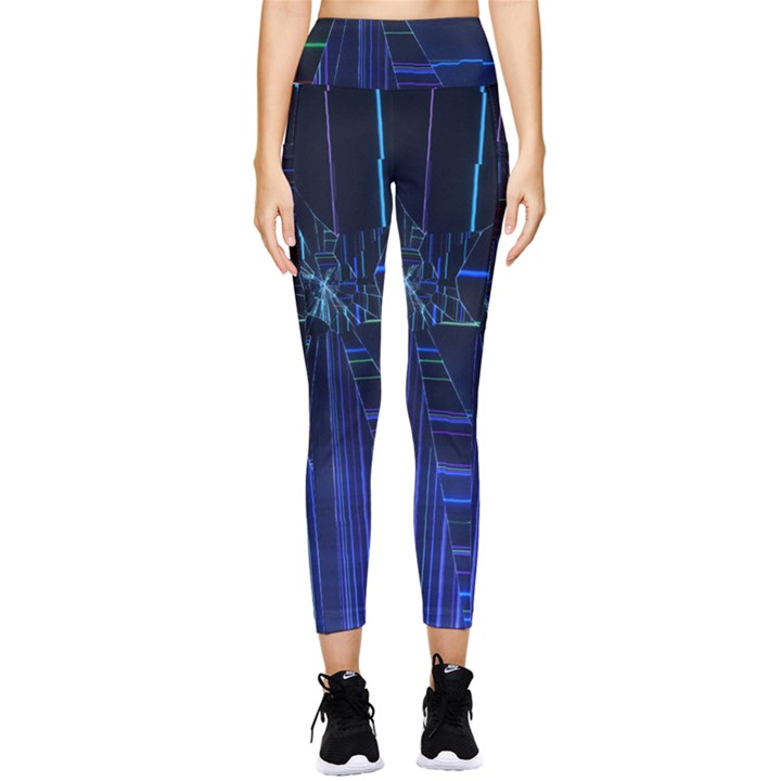 Screen Glitch Broken  Crack  Fracture  Glass Pattern Pocket Leggings 