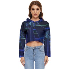 Screen Glitch Broken  Crack  Fracture  Glass Pattern Women s Lightweight Cropped Hoodie by Sapixe