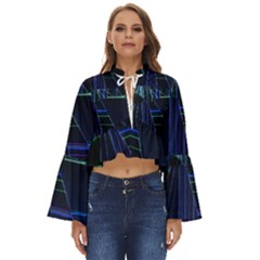 Screen Glitch Broken  Crack  Fracture  Glass Pattern Boho Long Bell Sleeve Top