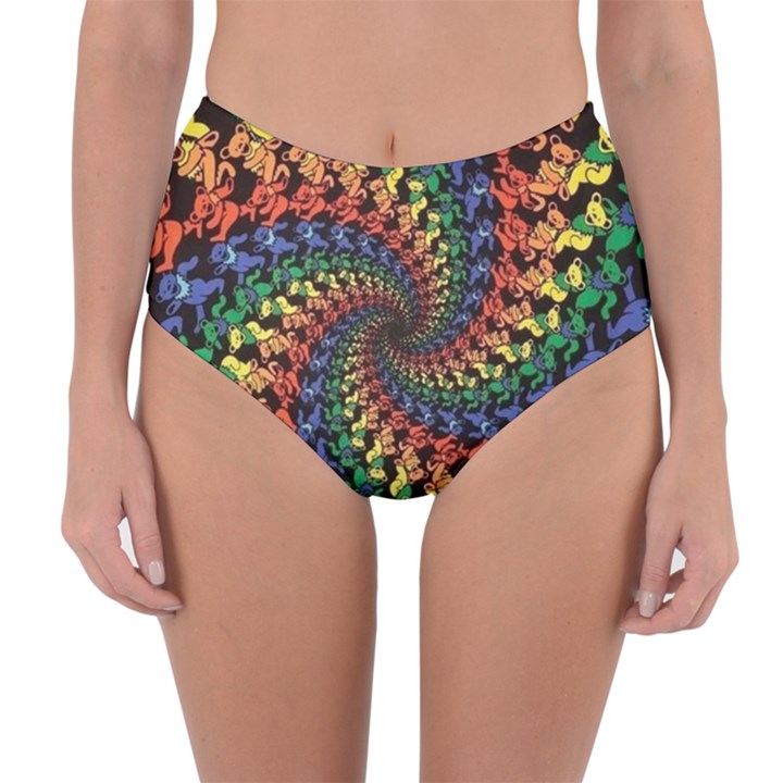 Deadhead Bears Band  Colorsdead Head Grateful Dead Pattern Reversible High-Waist Bikini Bottoms