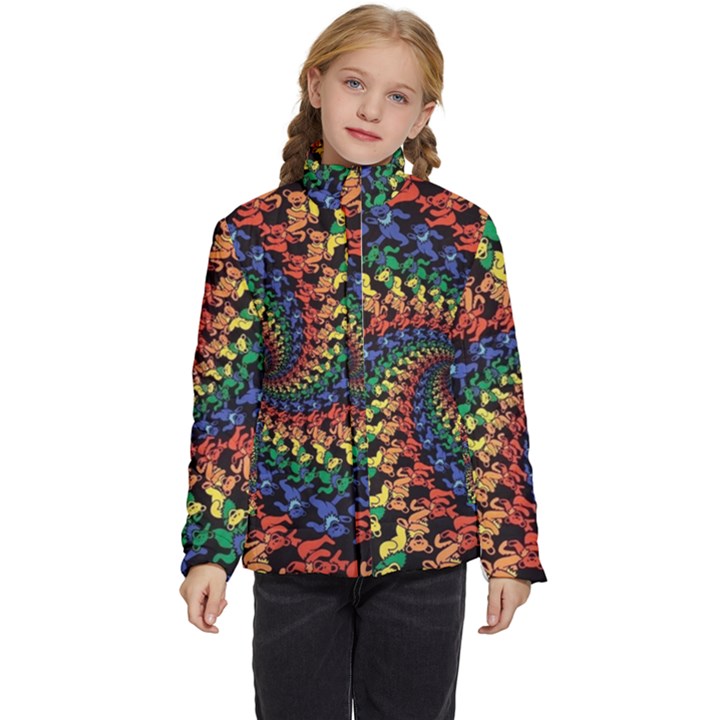 Deadhead Bears Band  Colorsdead Head Grateful Dead Pattern Kids  Puffer Bubble Jacket Coat