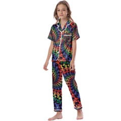 Deadhead Bears Band  Colorsdead Head Grateful Dead Pattern Kids  Satin Short Sleeve Pajamas Set