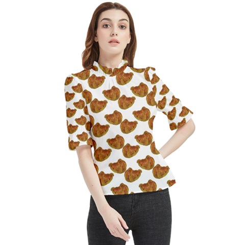 Biscuits Photo Motif Pattern Frill Neck Blouse by dflcprintsclothing