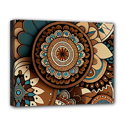 Bohemian Flair In Blue And Earthtones Deluxe Canvas 20  X 16  (stretched) by HWDesign