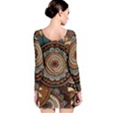 Bohemian Flair In Blue And Earthtones Long Sleeve Bodycon Dress View2