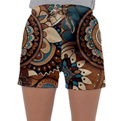 Bohemian Flair In Blue And Earthtones Sleepwear Shorts