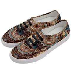 Bohemian Flair In Blue And Earthtones Women s Classic Low Top Sneakers