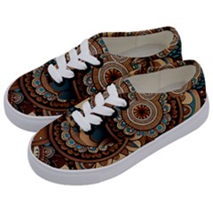 Bohemian Flair In Blue And Earthtones Kids  Classic Low Top Sneakers by HWDesign