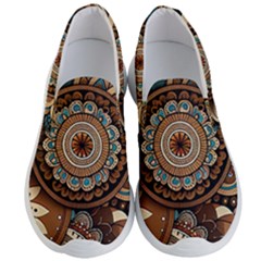 Bohemian Flair In Blue And Earthtones Men s Lightweight Slip Ons by HWDesign